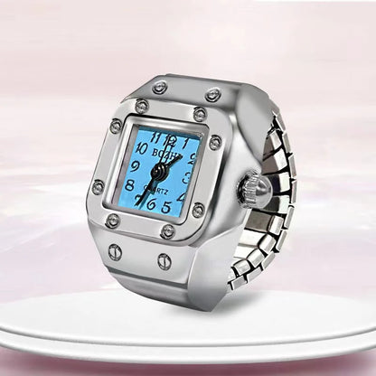 Kiss Jewelry Digital Quartz Finger Watch Ring – Mini Elastic Punk Style Clock Ring for Women, Men & Couple Teens Accessory