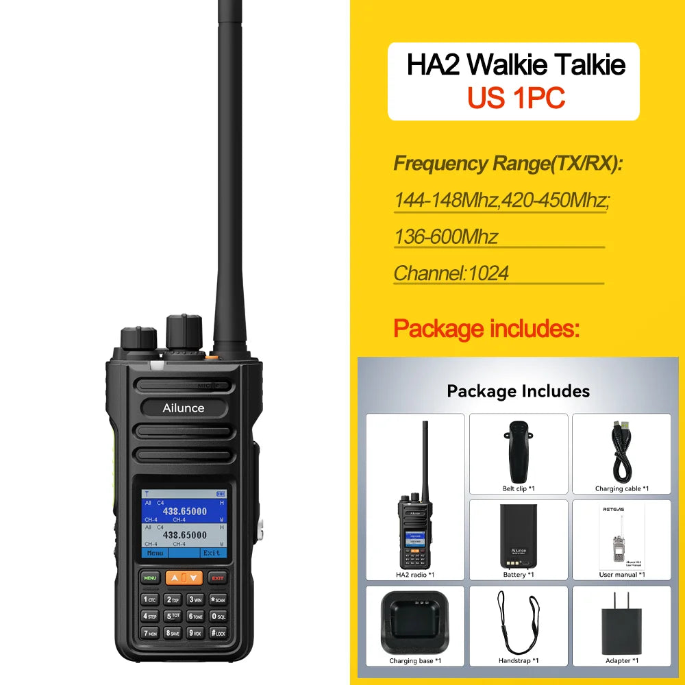Retevis HA2 Dual Band Walkie Talkie - GPS APRS IP67 Waterproof Bluetooth FPP Radio with iOS & Android App Programming