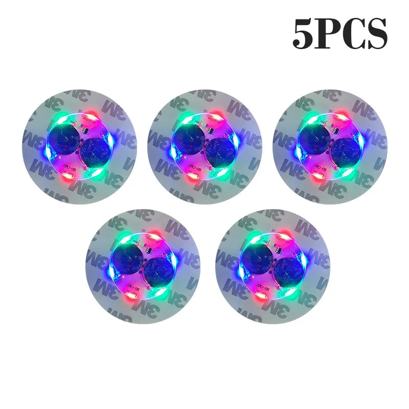 100-Pack LED Tableware Mats & Luminous Cup Stickers — Colorful Flashing Bottle Coasters for Bar, Stall, and Party Lighting
