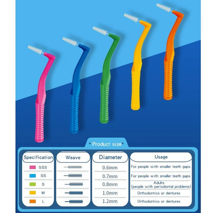 20-Piece L-Shaped Interdental Brushes – Push-Pull Orthodontic Toothpicks for Teeth Cleaning and Oral Hygiene