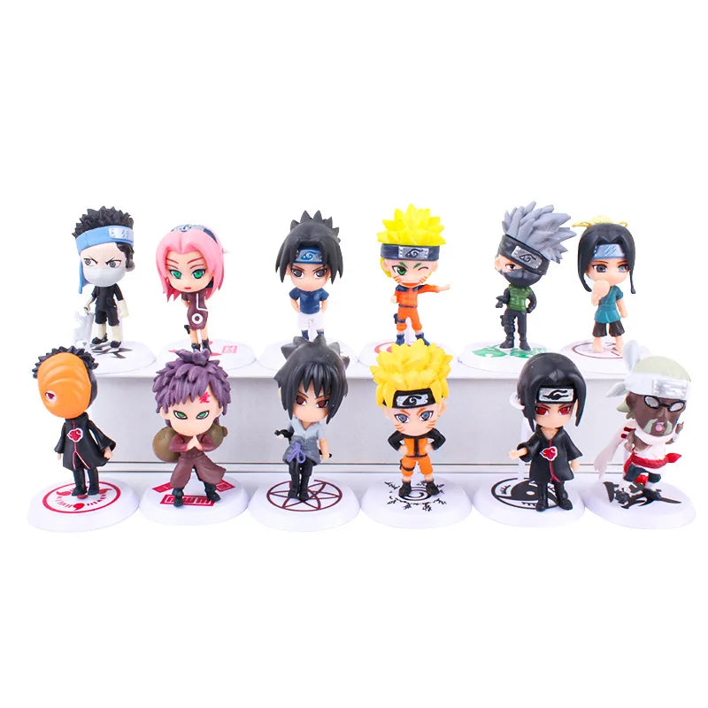 6 Pcs Naruto Mini Figures – Sasuke, Gaara, Uchiha Madara 7-8cm Collectible Figurines with Base