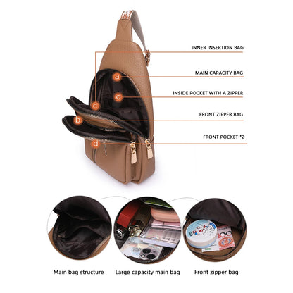 Fashionable Women’s Chest Bag – High-Quality PU Leather Waterproof Crossbody Messenger Bag for Travel & Cycling