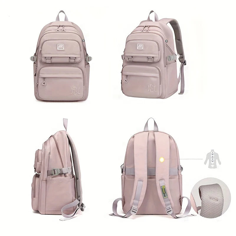 Large Capacity Student Backpack | Casual Waterproof Nylon Double-Shoulder College & Travel Bag