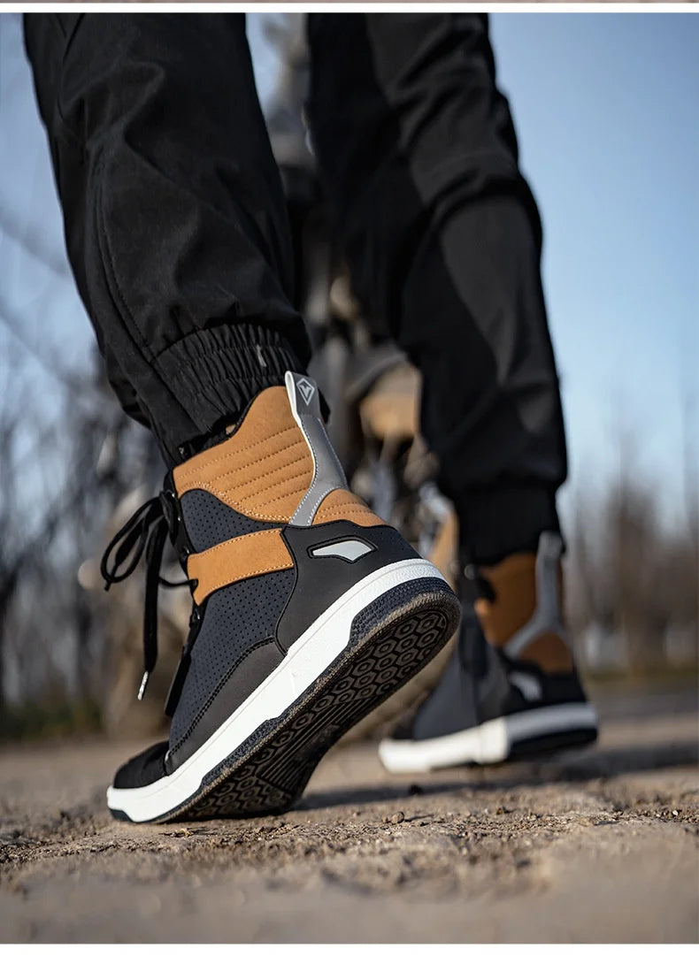 Motorcycle Riding Shoes - Breathable High-Cut, Anti-Fall, Anti-Slip Knight Boots, Parkour Shoes, All-Season Casual Motorcycle Boots