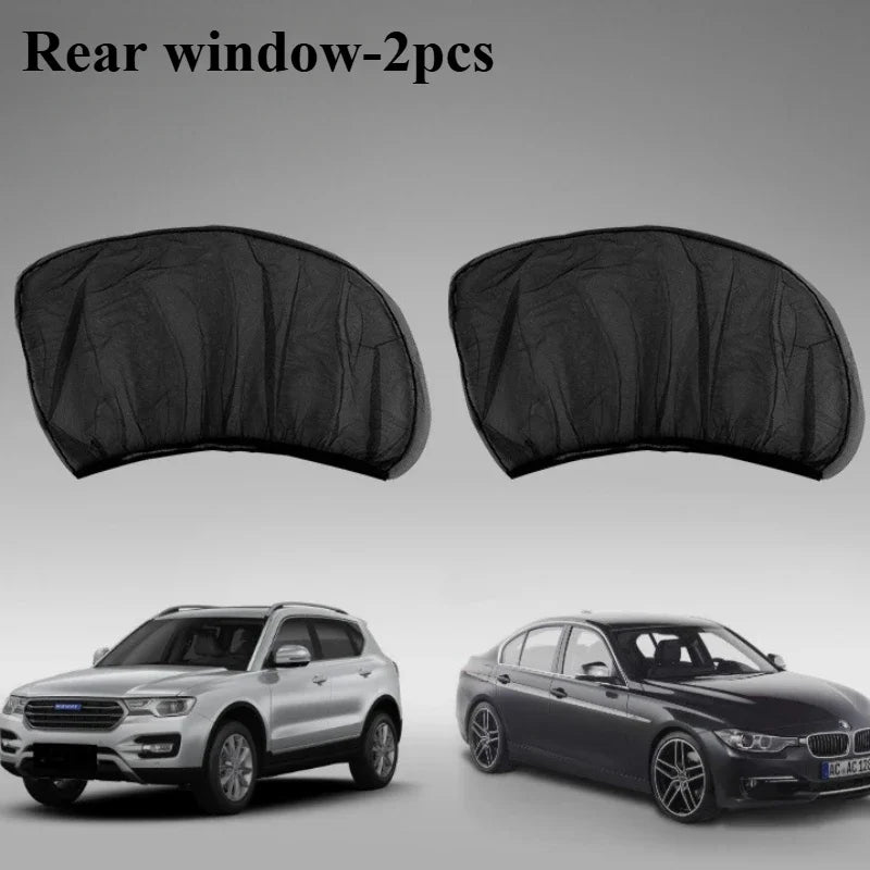 2PCS Car Window Mesh Sunshade Net Set – Mosquito Proof Sun Visor Covers, Universal Automotive Interior Window Protection Accessories