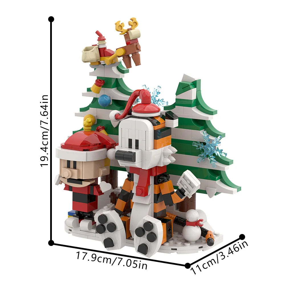 Gobricks MOC Calvin and Hobbes Building Block Set – Classic Comic Cartoon Tiger Model Toy Gift for Kids