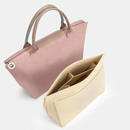 Makeup Organizer Felt Insert Bag: Portable Travel Inner Purse for Women's Handbag - Fits Various Brand Cosmetic Bags