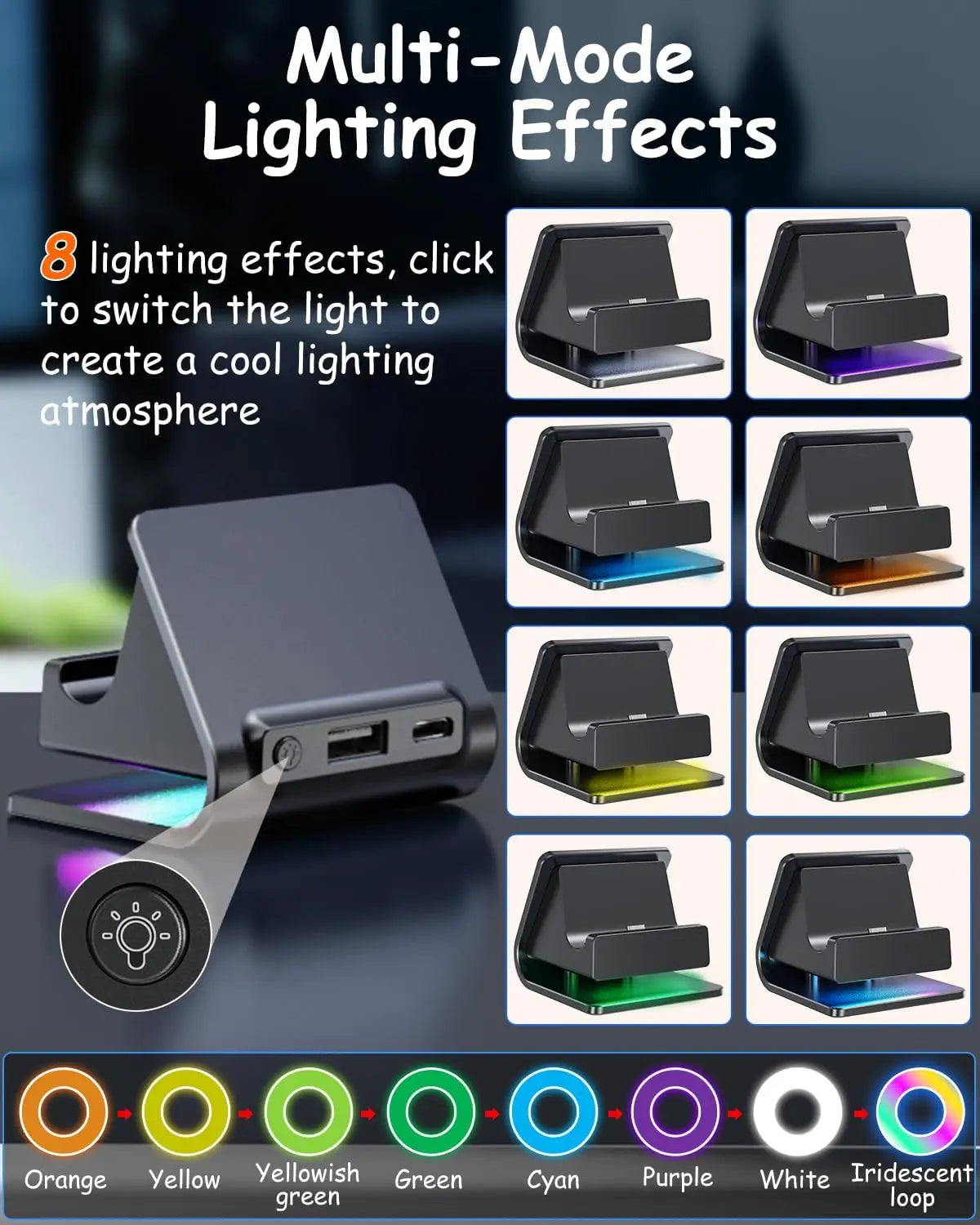 RGB Charger Dock for Nintendo Switch – Portable Charging Stand for 2 Joy-Con Controllers