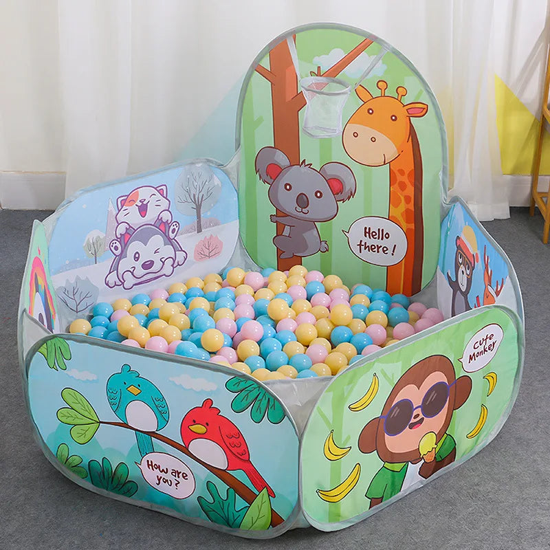 120cm Kids Playpen & Playground Tent – Baby Ball Pool with Basketball Hoop, Portable Indoor & Outdoor Toy House