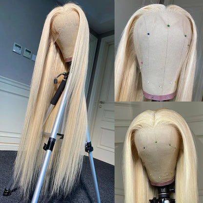 13x6 HD Transparent 613 Blonde Lace Front Wig – Brazilian Bone Straight Bob Human Hair Wig