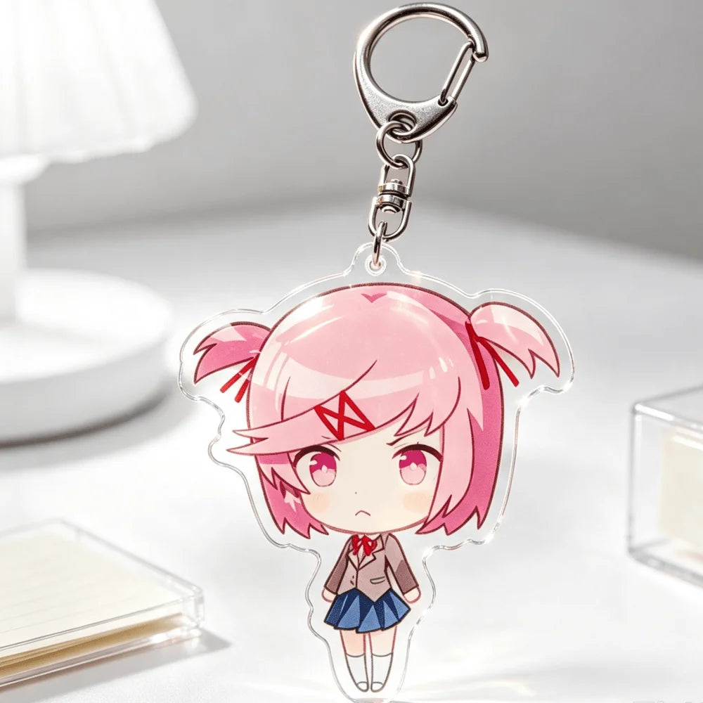 DDLC Doki Doki Literature Club Acrylic Keychains - Cute Chibi Yuri, Monika, Sayori, and Natsuki Backpack Accessories and Gifts