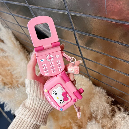 AirPods 1/2/3/4 Pro/Pro2 Silicone Case – 3D Hello Kitty Cartoon Headphone Box with Retro Mirror KT Cover