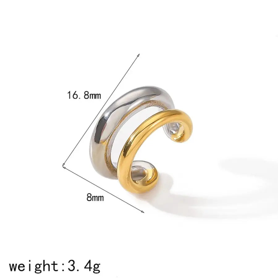 18K Gold Stainless Steel Multilayer Ear Clip – Waterproof Fashionable Women’s Jewelry Gift