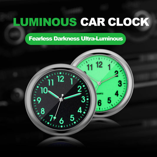 Luminous Stick-On Car Clock – Mini Quartz Digital Dashboard Watch, Glow-in-the-Dark Auto Interior Time Ornament & Car Accessory Gift