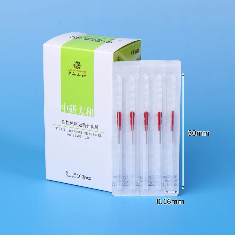 100Pcs Disposable Stainless Steel Acupuncture Needles Set – Sterile Single-Use Therapy Needles with 100 Individual Guide Tubes/Cannulas
