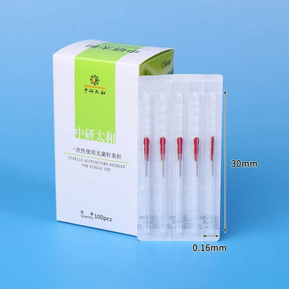 100Pcs Disposable Stainless Steel Acupuncture Needles Set – Sterile Single-Use Therapy Needles with 100 Individual Guide Tubes/Cannulas