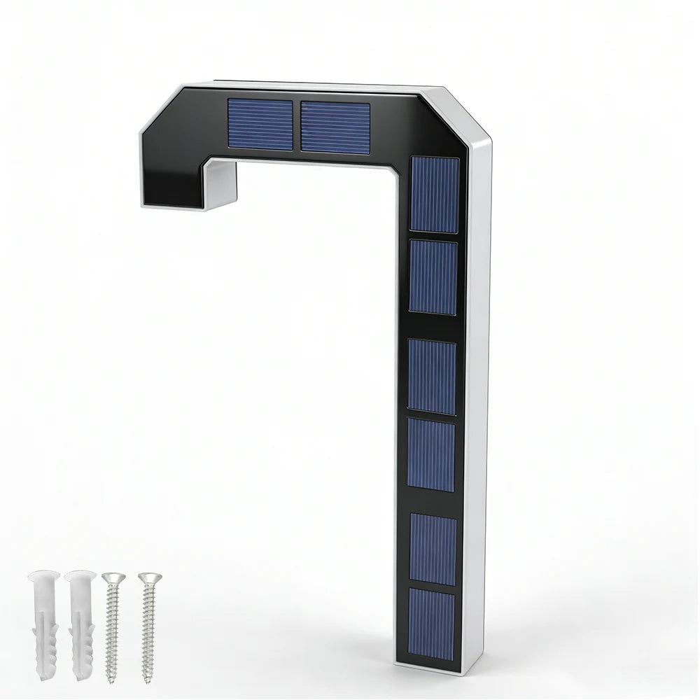 12CM Solar House Number Light - LED Outdoor Address Sign with Light Sensor for Home & Doorway
