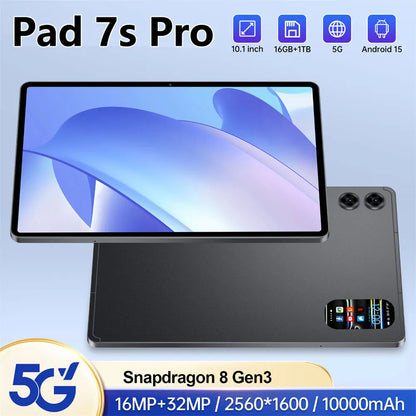 2026 Pad 7s Pro 10.1" Android Tablet – 16GB+1TB, 10000mAh, 5G WiFi Dual SIM, Global Version Kids PC