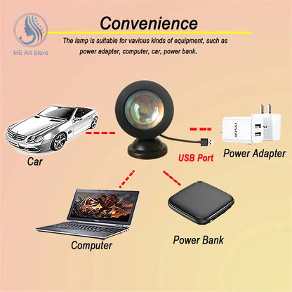 Vibrant Sunset Projection Light – 16-Color Spectrum, USB Remote Control, Dynamic LED Light for Warm Home Ambience
