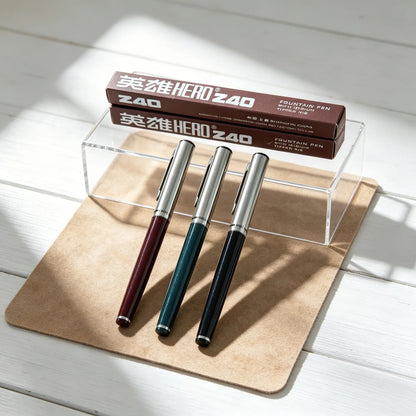 Hero 240 Retro Fountain Pen - Classic 0.5mm Fine Iridium Nib Smooth Writing Pen for Daily Use