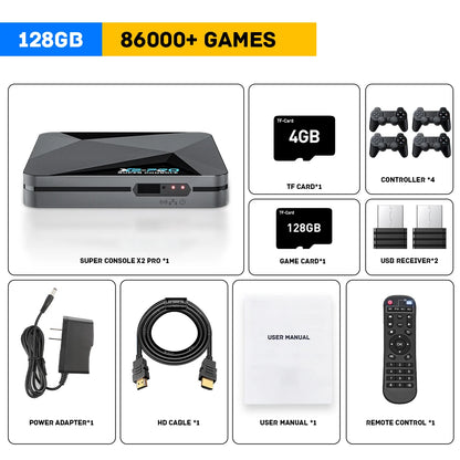 KINHANK Super Console X2 Pro Retro Game Box with 60,000 Built-in Games – Arcade, MAME, DC & SS Support with Wireless Gamepad Gift Set