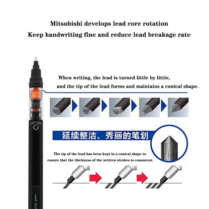 UNI Kuru Toga M5-452 Mechanical Pencil 0.5mm – Automatic Rotating Lead Drawing Pencil with Low Center of Gravity for School & Office Supplies