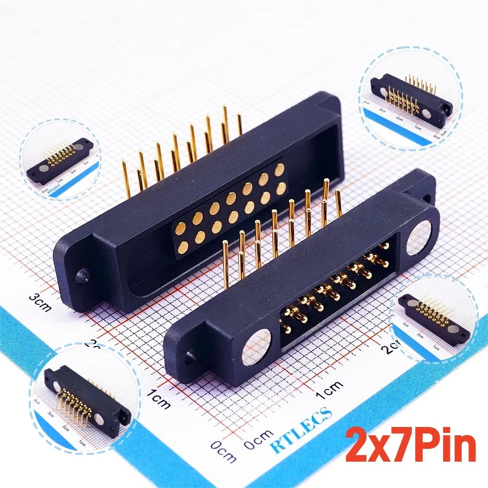 Magnetic Pogo Pin Connector - 2A Spring Loaded Male Female 2.54mm DC Power Socket, 8/10/12/14/16/20 Position Contacts, 1/3/5 Pairs