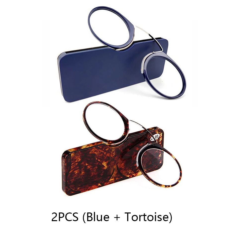 NONOR Magnifying Nose Clip Reading Glasses - Ultralight TR90 No Arm Portable Eyewear with Case +1.0 to +3.0 Lens