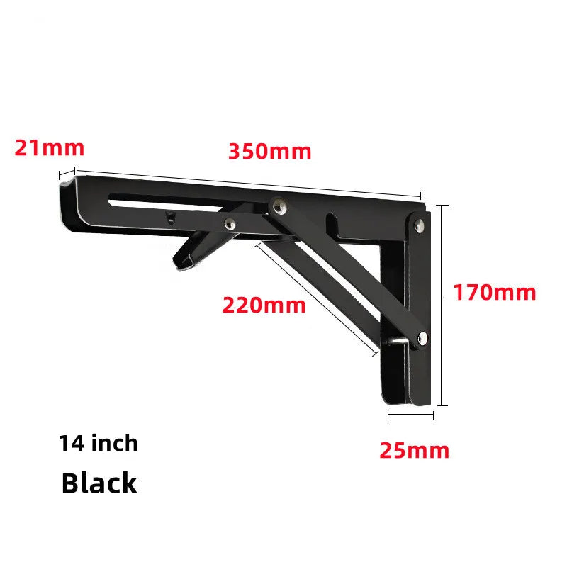 2pcs Heavy Duty Stainless Steel Folding Shelf Brackets | Collapsible Wall-Mounted L-Table Hinges for Bench & Table with Screws