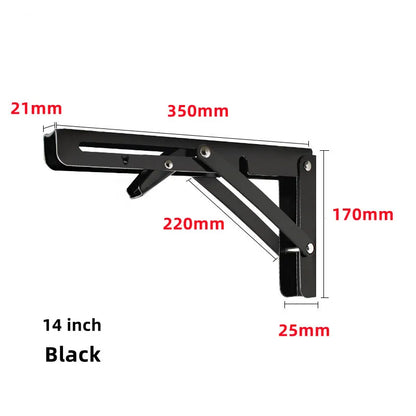 2pcs Heavy Duty Stainless Steel Folding Shelf Brackets | Collapsible Wall-Mounted L-Table Hinges for Bench & Table with Screws