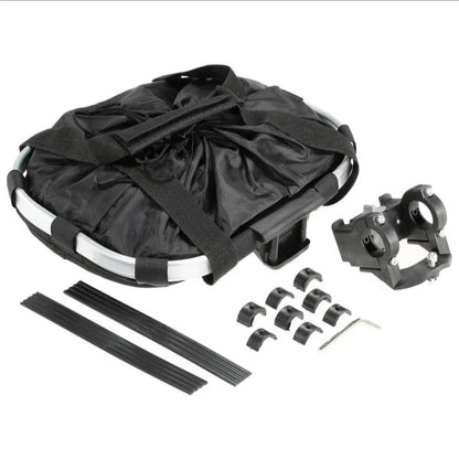 2-in-1 Bicycle Front Basket & Small Pet Carry Pouch – Detachable MTB Handlebar Foldable Bag, 5KG Load