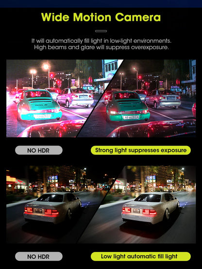 10.26'' 4K Car DVR Dashcam with CarPlay, Android Auto, Dual Lens Front 4K + Rear 1080P, Voice Control, GPS, BT, FM