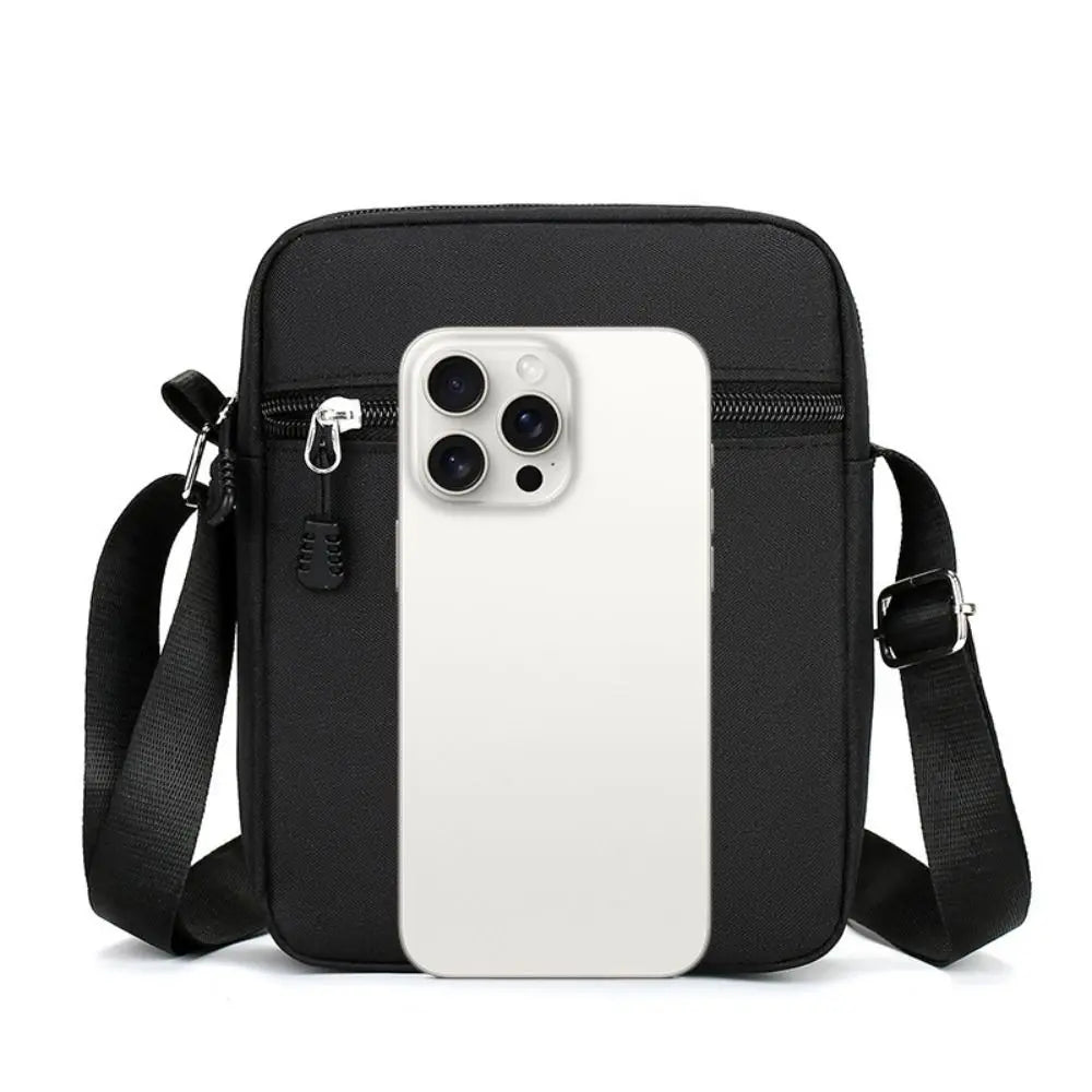 Oxford Mini Shoulder Bag – Durable Black Waist & Mobile Phone Bag for Men