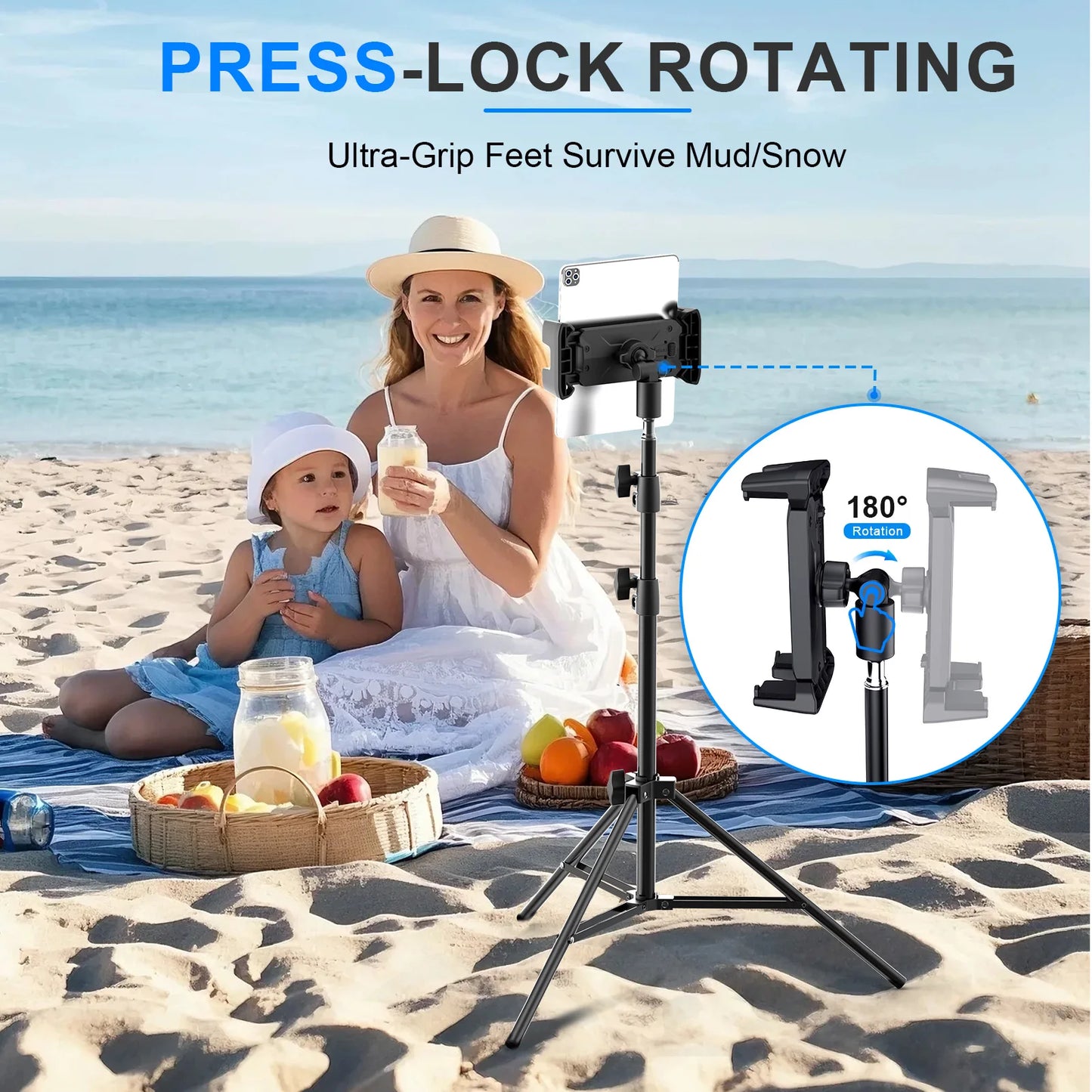 Xnyocn Tripod Floor Tablet Stand — Adjustable Holder for iPad Air, Pro, Mini & 4-13 Inch Tablets