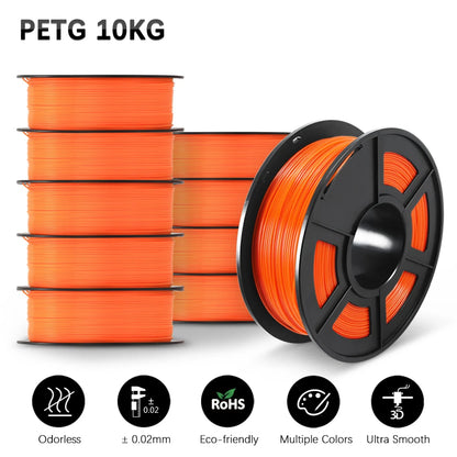 SUNLU 10KG 3D Printer Filament Set – 1.75mm PLA, PETG, PLA+ & Clear, 10 Rolls x 1KG Neatly Wound for 3D Printers & 3D Pens