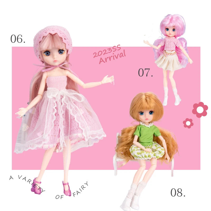 26cm BJD Doll for Girls – Purple Hair Fashion Princess with Big Eyes & Accessories Gift