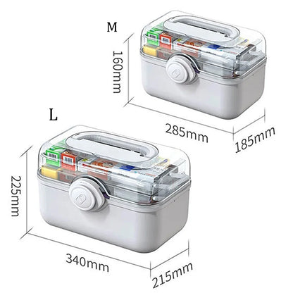 3-Layer Large Capacity Medicine First Aid Kit – Portable Multi-Layer Plastic Medical Storage Box for Household Use