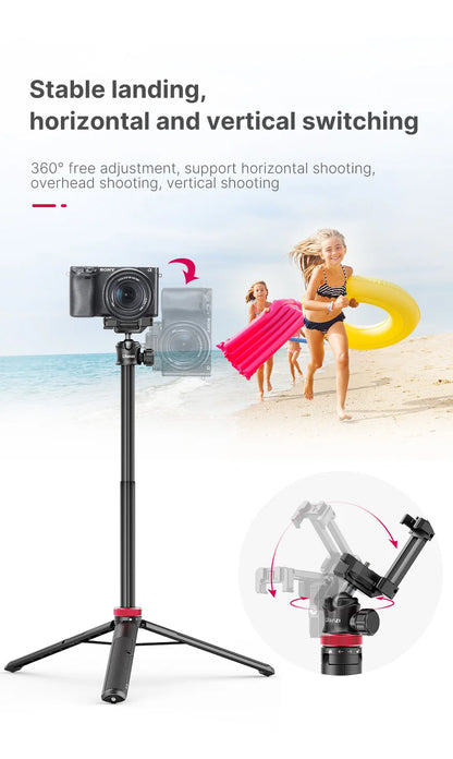 ULANZI MT-44 Tripod – Smartphone Vlog Tripod with Cold Shoe & Phone Mount Holder for Mobile & SLR Cameras