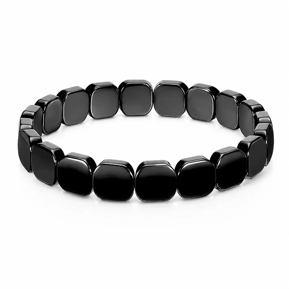 Natural Obsidian Half Moon Bracelet - Irregular Black Stone Beads Men's Fashion Accessory