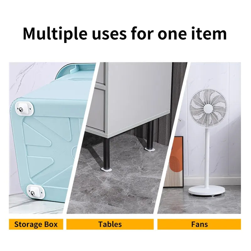Upgrade Your Furniture Mobility with Self-Adhesive Mini Swivel Wheels - Stainless Steel Universal 360° Rotation Pulley for Storage Boxes and More