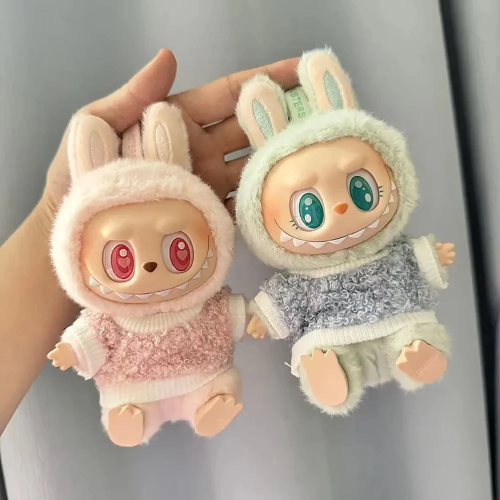 Mini Plush Doll Clothes – Kpop EXO Labubu Idol V1 V2 Circle Smile Shirt Outfit & Accessories Gift