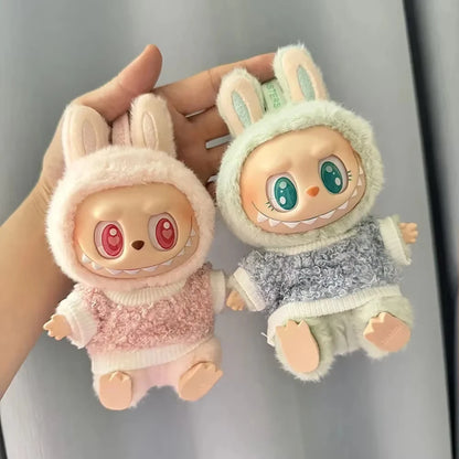 Mini Plush Doll Clothes – Kpop EXO Labubu Idol V1 V2 Circle Smile Shirt Outfit & Accessories Gift