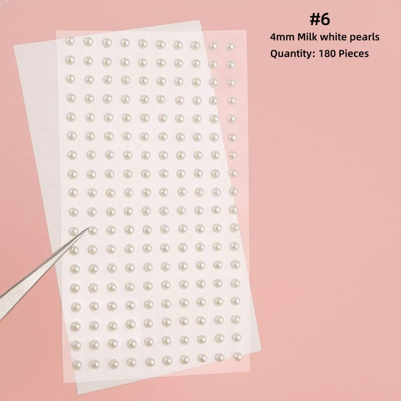 Mix 2mm/3mm/4mm Hair Pearls – Self-Adhesive Stickers for Hair, Face, Makeup, Nails & DIY Crafts