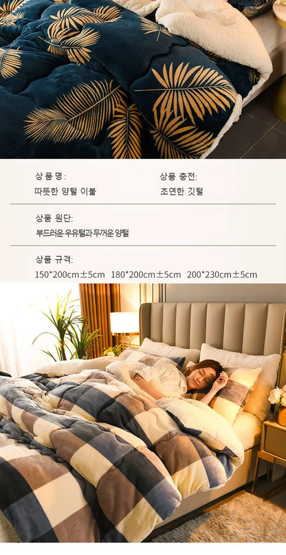Winter Bedding Thick Quilt – Warm Flannel Fleece Comforter, Thickened Duvet Set for Cold Nights
