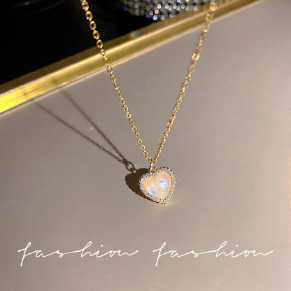 Y2K Crystal Bow Angel Wings Necklace - Heart Pendant Clavicle Chain for Women Trendy Aesthetic Jewelry