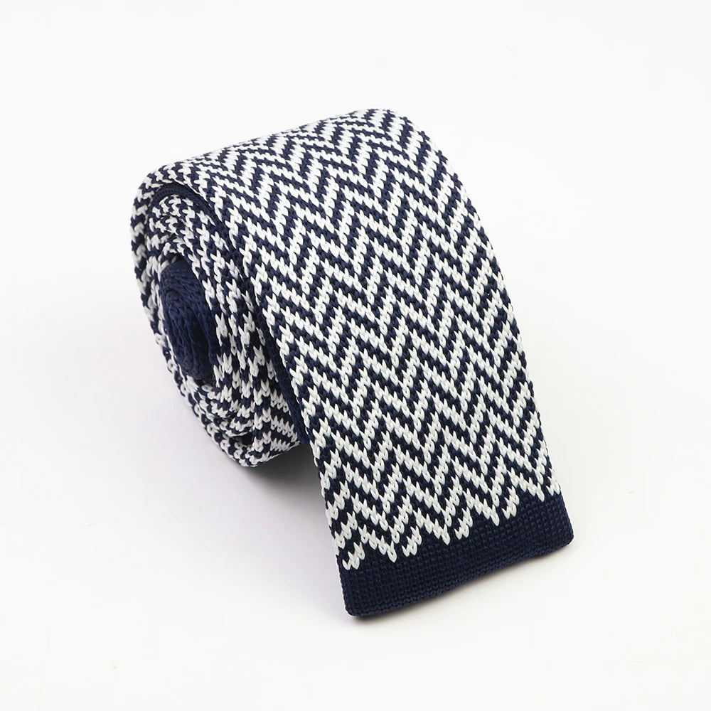Classic Knit Neck Tie for Men — 6cm Plaid & Dots Casual Business Wedding Tie