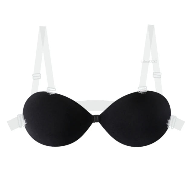 Adhesive Silicone Push-Up Bra - Invisible Backless Lingerie with Transparent Straps for Women