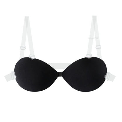 Adhesive Silicone Push-Up Bra - Invisible Backless Lingerie with Transparent Straps for Women