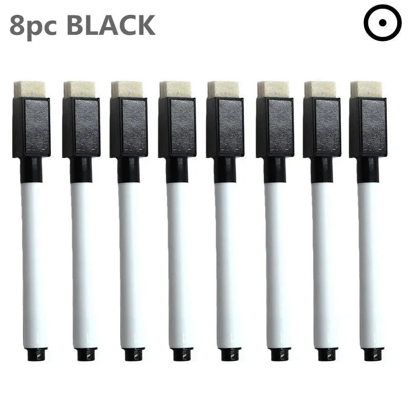 8PC Magnetic Whiteboard Markers – Colorful Blackboard & Whiteboard Pens with Built-In Eraser for School, Kids Drawing & Graffiti