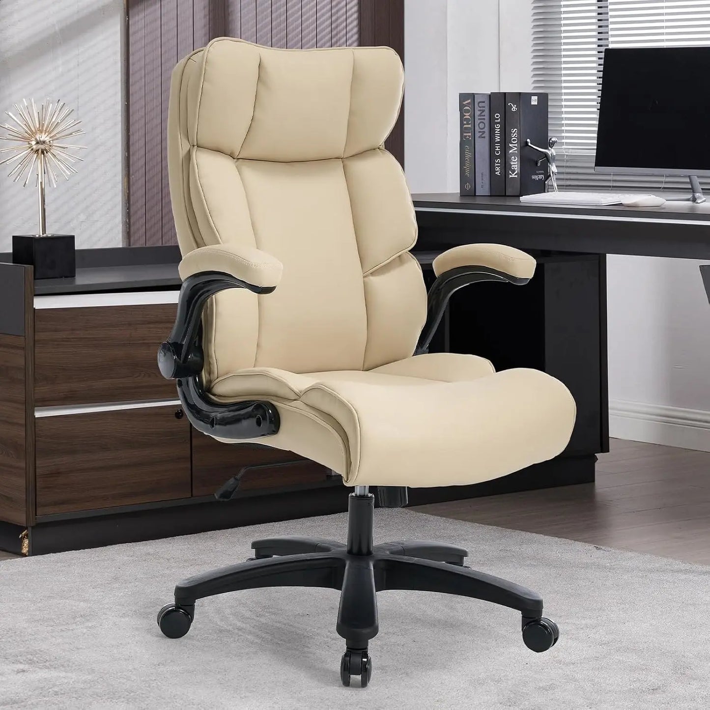 500LB Heavy Duty Office Chair - Ergonomic High Back PU Leather Executive Desk Chair for Big & Tall Users